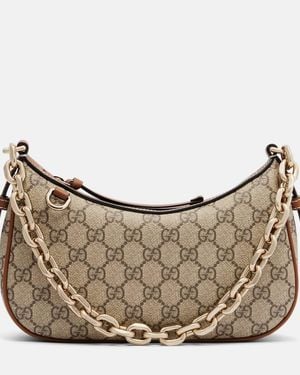 Gucci Gg Emblem Small Canvas Shoulder Bag - Grey