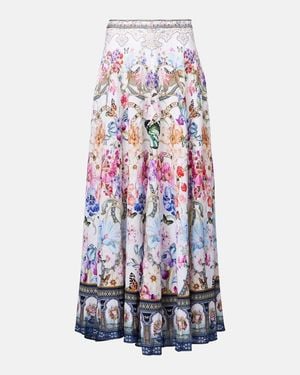 CAMILLA Crystal-Embellished Linen Maxi Skirt - White