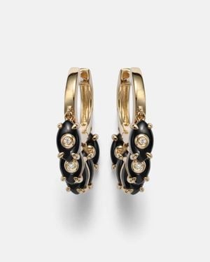 Sydney Evan 14Kt (585/1000) Hoop Earrings With Onyx And Diamonds - White