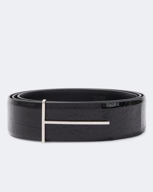 Tom Ford Guertel T Aus Leder - Schwarz