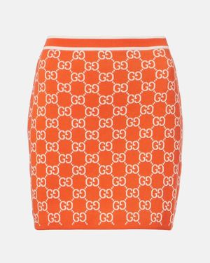 Gucci Gg Cotton Jacquard Miniskirt - Orange