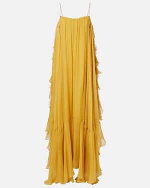 Chloé Ruffled Silk Muslin Gown - Yellow