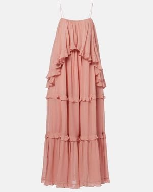 Zimmermann Luna Ruffled Tiered Maxi Dress - Pink