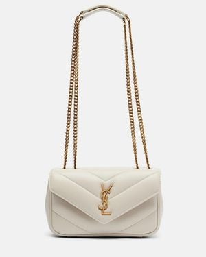 Saint Laurent Loulou Mini Leather Shoulder Bag - White