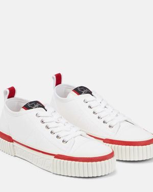 Christian Louboutin Super Pedro Brand-Embellished Woven Low-Top Trainers - White