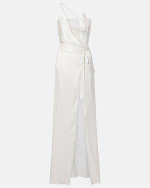 David Koma Floral-Applique Gown - White