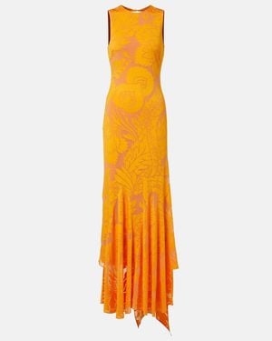 Etro Long Dress With Semi-Transparent Design And Cut Out Detail On The Back - Orange