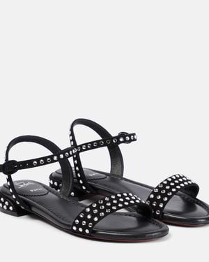 Christian Louboutin Sweet Jane Strass Boum Suede Sandals - Black