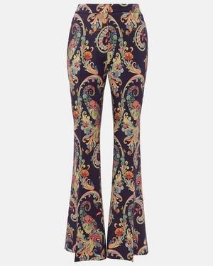 Etro Paisley High-Rise Flared Pants - Blue