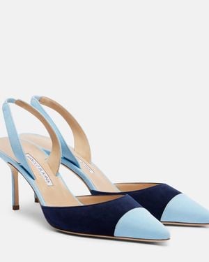 Manolo Blahnik Capsli Suede Slingback Court Shoes - Blue