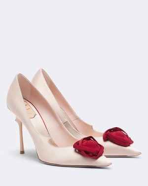 Roger Vivier Rose Vivier Floral-Applique Satin Court Shoes - Pink