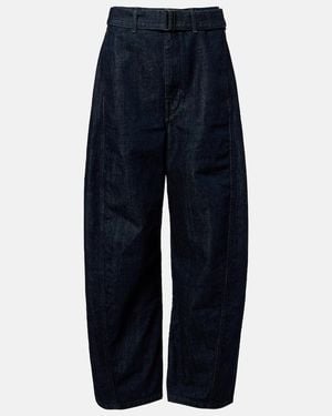 Lemaire Twisted Belted Barrel-Leg Jeans - Blue