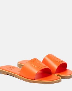 Christian Louboutin Cl Mule Leather Sandal - Orange