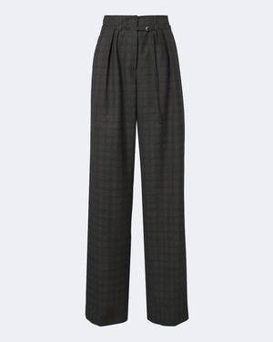 Dries Van Noten Checked Pleated Wool Wide-Leg Trousers - Grey