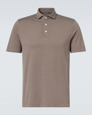 Fedeli Zero Cotton Jersey Polo Shirt - Brown