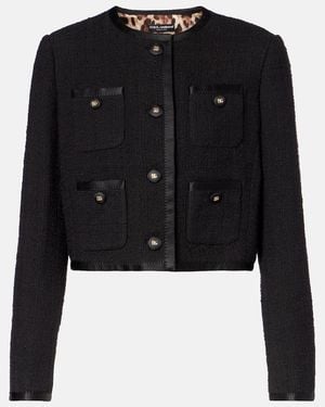 Dolce & Gabbana Cotton And Viscose Blazer With Animalier Print Lining - Black