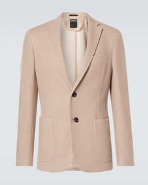 ZEGNA Cotton, Wool And Cashmere Blazer - Natural