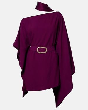 Taller Marmo Taylor Belted One-Shoulder Kaftan - Purple