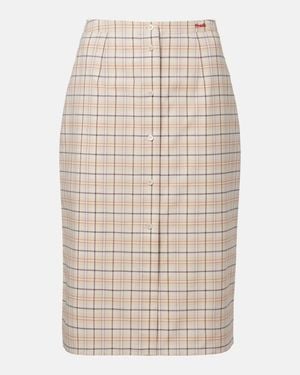 Prada Checked Cotton Poplin Pencil Skirt - Natural