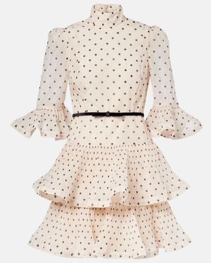 Zimmermann Polka-Dot Ruffled Minidress - Natural