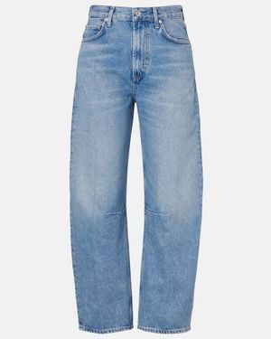 Citizens of Humanity Miro High-Rise Cropped Barrel-Leg Jeans - Blue