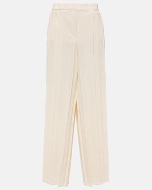 JOSEPH Tibre Plisse Wide-Leg Trousers - Natural
