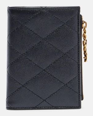 Saint Laurent Cassandre Bijou Quilted Leather Wallet - Blue