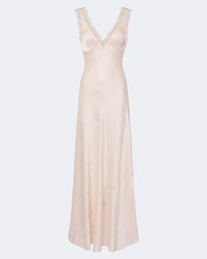 Posse Blake Lace-Trimmed Silk Satin Maxi Dress - White