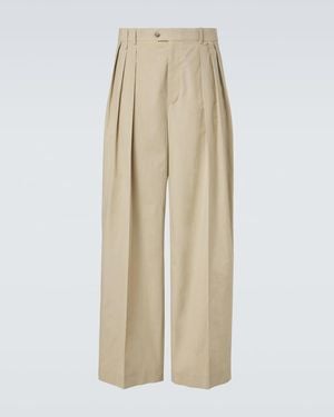 Calvin Klein Baxter Pleated Cotton Straight Trousers - Natural