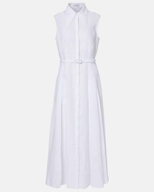 Gabriela Hearst Durand Belted Linen Shirt Dress - White