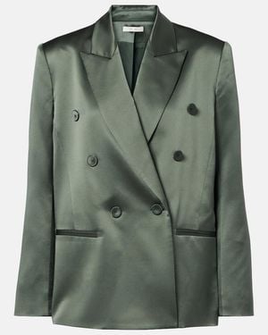 The Sei Double-Breasted Silk Blazer - Green