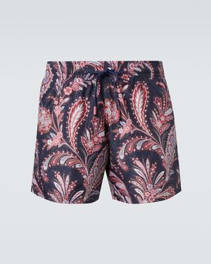 Etro Paisley Printed Swim Trunks - Blue