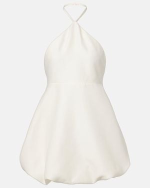 Balenciaga Halterneck Peplum Wool And Silk Minidress - White