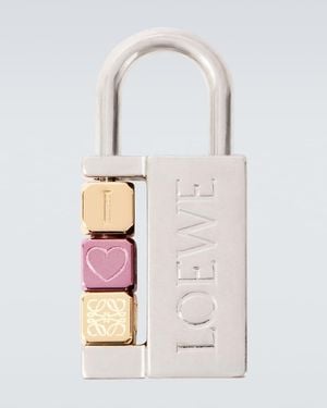 Loewe Padlock Anagram Bag Charm - White