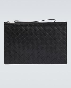 Bottega Veneta Pouch Large De Piel Intrecciato - Negro