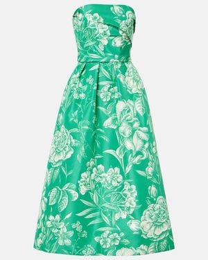 Monique Lhuillier Strapless Silk Gown - Green