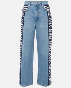 FRAME Le Jane Crop Crochet Straight Jeans - Blue