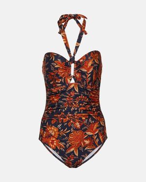 Zimmermann Neckholder-badeanzug mit floralem print und cut-outs - Rot