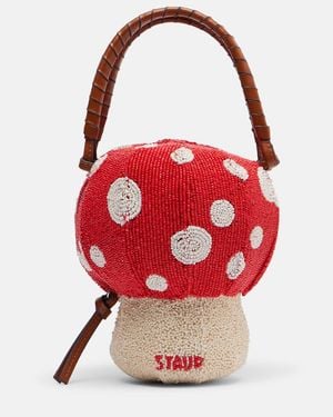 STAUD Shroom Mini Beaded Top-Handle Bag - Red