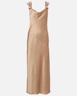 Max Mara Elegante Satin Maxi Dress - Natural