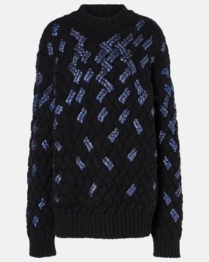 Dries Van Noten Sequined Virgin Wool Jumper - Blue