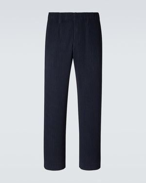 Homme Plissé Issey Miyake Basics Pleated Straight Trousers - Blue