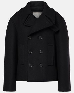 Saint Laurent Abrigo Marinero Oversized De Lana De Virgen - Negro