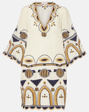 Eres Medaillon Embroidered Linen Minidress - Natural