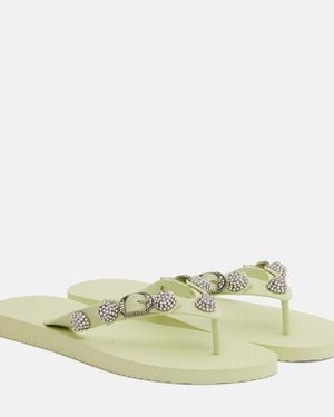 Balenciaga Cagole Embellished Thong Sandals - Green