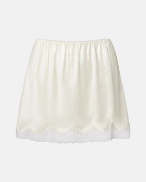 Magda Butrym Lace-Trimmed Silk Satin Miniskirt - White
