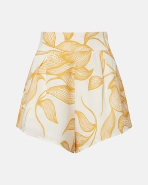 Adriana Degreas Foliage Printed Wide-Leg Shorts - Metallic