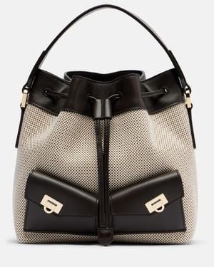 Ferragamo Harley Mini Canvas Bucket Bag - Black
