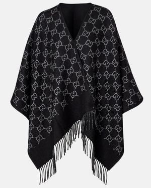 Gucci Poncho Gg Aus Wolle - Schwarz