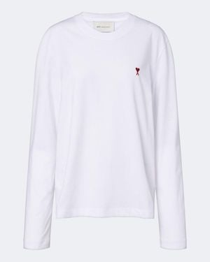 Ami Paris T-Shirt Ami De Cour Aus Baumwoll-Jersey - Weiß